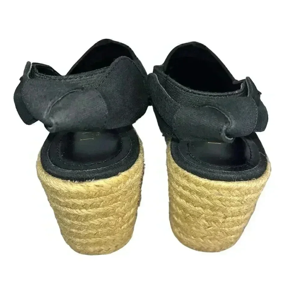 Ralph Lauren Helma Espadrille Slingback Wedge Sandals Black Size‎ 8.5